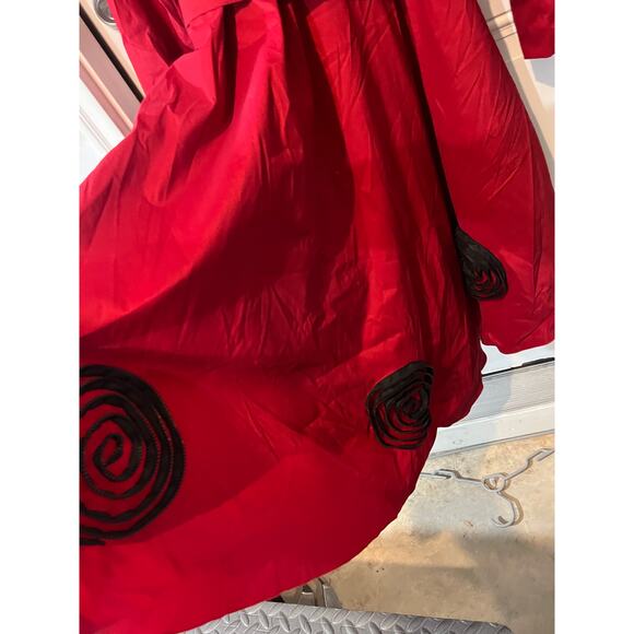 RARE Samuel Dong Red Womens Trench Coat Artsy Designer Crafty Belted Size XL - Picture 5 of 10
